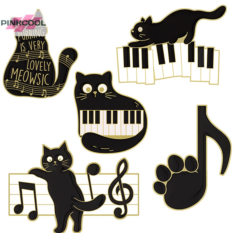 pinkcool-เข็มกลัด-โลหะผสม-ลายการ์ตูนแมวเล่นเปียโน-เครื่องประดับ-สําหรับติดเสื้อผ้า-กระเป๋าเป้สะพายหลัง
