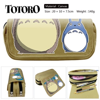 กระเป๋าผ้าแคนวาส สองชั้น ลายการ์ตูน Hayao Miyazaki My Neighbor Totoro ขนาดใหญ่ สําหรับนักเรียน