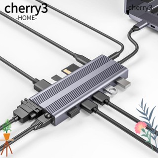 Cherry3 เครื่องอ่าน SD ฮับ USB Type-C 12-In-1 VGA PD แจ็ค 3.5 มม. 4K HDMI คู่