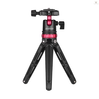 Fw Andoer Aluminium Alloy Mini Desktop Tabletop Tripod with Panoramic Ball Head Ballhead Quick Release Plate Bubble Level 1/4 Inch Screw    DSLR DV Cameras Camcorders