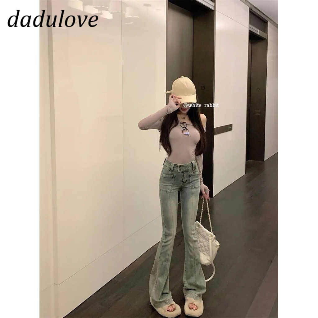 dadulove-new-korean-version-of-ins-retro-washed-micro-flared-jeans-niche-high-waist-wide-leg-pants-trousers