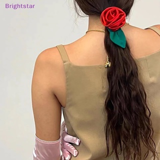 Brightstar Sa Scrunchies ยางรัดผม แบบยืดหยุ่น ลายดอกกุหลาบ สไตล์เกาหลี โรแมนติก ของขวัญแฟชั่น สําหรับผู้หญิง เด็กผู้หญิง เด็กผู้หญิง