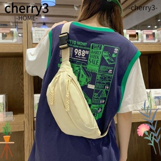 Cherry3 กระเป๋าคาดอก ผ้าไนล่อน กันน้ํา สีพื้น สําหรับผู้หญิง เล่นกีฬา วิ่ง เดินป่า