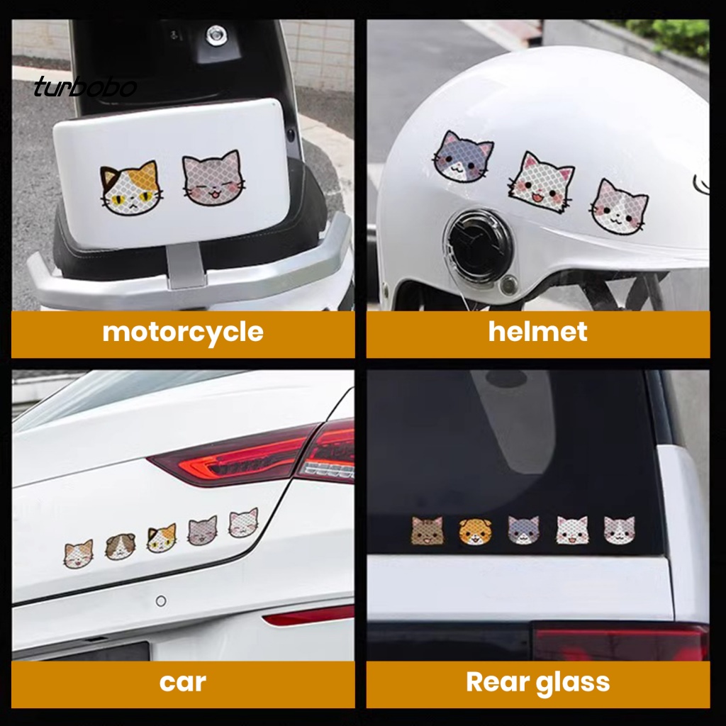 สติกเกอร์สะท้อนแสง-ลายการ์ตูนแมว-เพื่อความปลอดภัย-กันน้ํา-สําหรับติดตกแต่งหมวกกันน็อค-รถจักรยานยนต์-10-ชิ้น