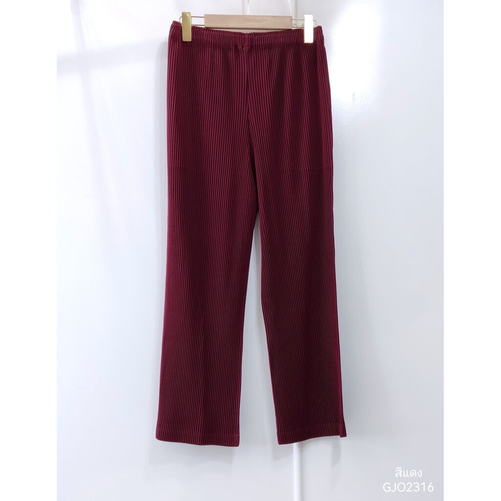 2muay-รุ่น-gjo2316-กางเกงผู้หญิง-กางเกงพลีทคุณภาพ-basic-thick-straight-pleat-pant-4-สี-free-size