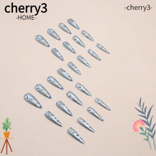 Cherry3 เล็บปลอม แบบยาว ถอดออกได้ นํากลับมาใช้ใหม่ได้ สําหรับฮาโลวีน 24 ชิ้น