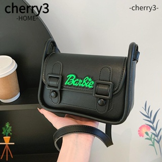 Cherry3 กระเป๋าสะพายไหล่ สะพายข้าง หนัง PU สีดํา สไตล์วินเทจ แฟชั่น สําหรับตุ๊กตาบาร์บี้