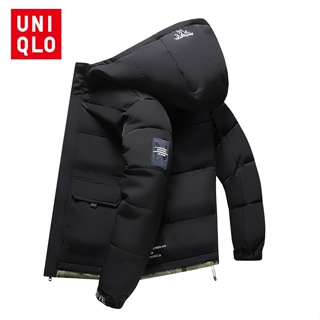 Uni..qlo [M-4XL] ใหม่ เสื้อแจ็กเก็ต ผ้าฝ้าย มีฮู้ด แบบหนา ให้ความอบอุ่น แฟชั่นฤดูหนาว สําหรับผู้ชาย 2023