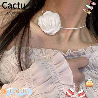 Cactu สร้อยคอโชคเกอร์ เชือกยาว จี้ดอกกุหลาบ ปรับได้ ขนาดใหญ่ สําหรับงานแต่งงาน ปาร์ตี้