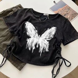 เสื้อยืดแขนสั้น ผ้าฝ้าย 100% ทรงหลวม สไตล์เรโทร เหมาะกับฤดูร้อน สําหรับผู้หญิง