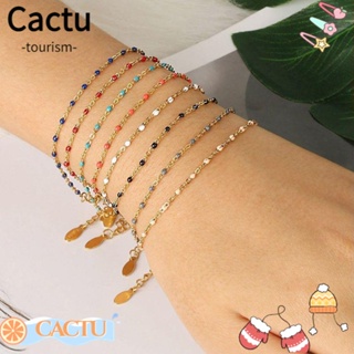 Cactu สร้อยข้อมือ โบโฮ น่ารัก โซ่ ลูกปัดดาวเทียม เรียบง่าย