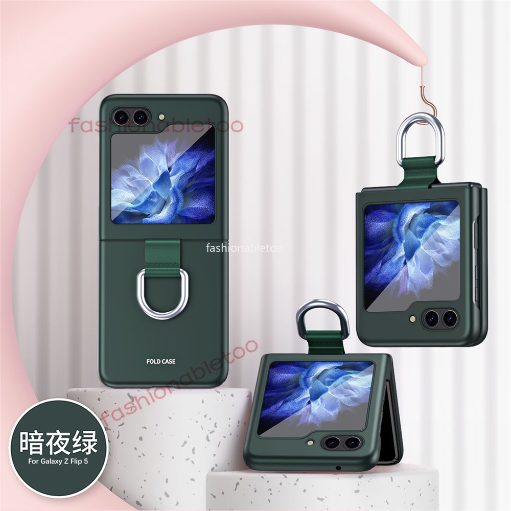 เคสโทรศัพท์-pc-แบบแข็ง-ผิวด้าน-กันกระแทก-พร้อมแหวนขาตั้ง-สําหรับ-samsung-galaxy-z-flip-5-4-3-flip5-flip4-flip3-zflip5-zflip4-zflip3-2023
