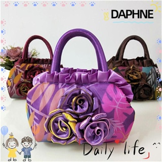 Daphne กระเป๋าถือ ทรงบักเก็ต ปักลายดอกไม้ มีซิป เหมาะกับของขวัญ สําหรับผู้สูงอายุ