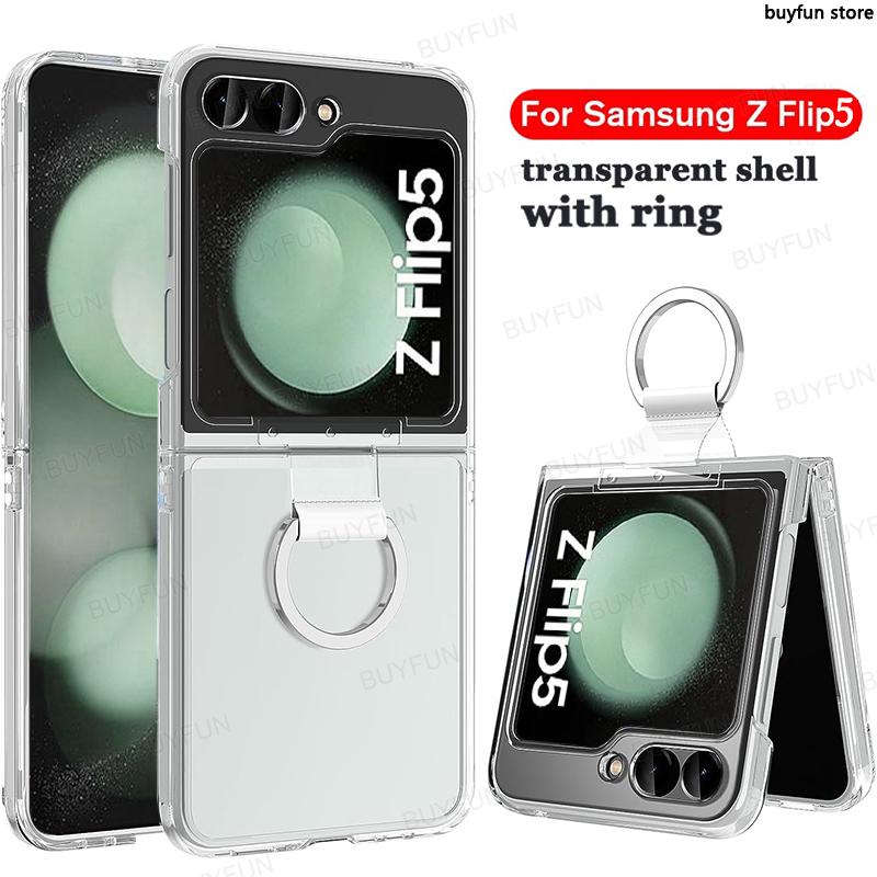 case-for-samsung-galaxy-z-flip-5-zflip5-flip5-5g-clear-transparent-shockproof-ring-cover