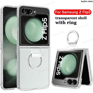 Case for Samsung Galaxy Z Flip 5 zflip5 flip5 5G Clear Transparent Shockproof Ring Cover