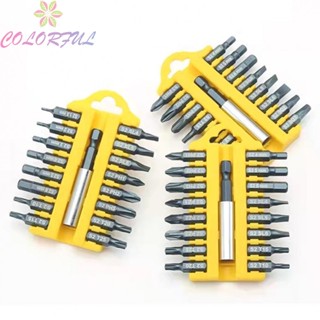 【COLORFUL】Yellow Blue 17pcs Screwdriver Bits Set PH2 SL Torx Hex Magnetic Bits With Holder