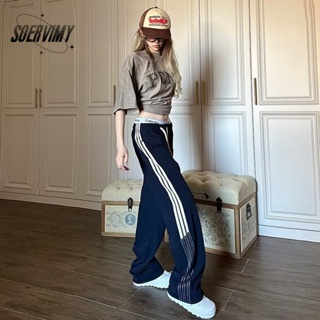 SOERVIMY กางเกงขายาว กางเกงเอวสูง สไตล์เกาหลี แฟชั่น 2023 NEW081404