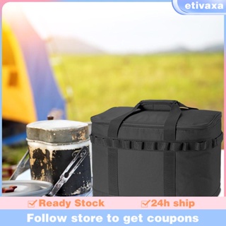 [Etivaxa] กระเป๋าถือ มีซิปคู่ น้ําหนักเบา สําหรับใส่เครื่องครัว ตั้งแคมป์ บาร์บีคิว