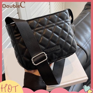 【Double C 】✿   กระเป๋าสะพายไหล่ กระเป๋าถือ หนัง PU ทรงบักเก็ต สีพื้น เหมาะกับการเดินทาง สําหรับสตรี