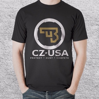 Tops Summer Cool Funny T-Shirt NEW Ceska Zbrojovka Firearms Guns CZ - USA Logo Black T Shirt Summer_01