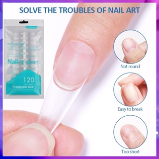 ¡¹ Non-Engraving Semi-Frosted Wear Armor Piece 120 Piece Bag Transparent Non-Marking Fake Nails All Pasted Frosted Nail Piece ซื้อทันทีเพิ่มลงในรถเข็น