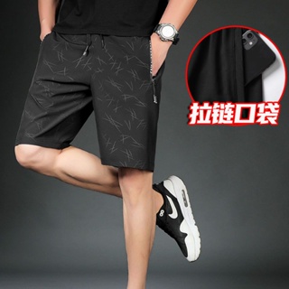 Spot high quality] M-5XL] shorts mens summer running quick-dry thin five-cent shorts casual wear loose sports big underpants students zipper pants boys clothes
