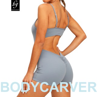 Bodycarver ใหม่ ชุดจั๊มสูท โยคะ ผู้หญิง เบาะกีฬา ฟิตเนส สูท ปฏิบัติชิ้นเดียว บอดี้สูท