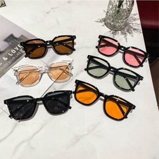 2022 new square simple thick frame sunglasses brown yellow semi-transparent mens and womens fashion retro with myopic sunglasses