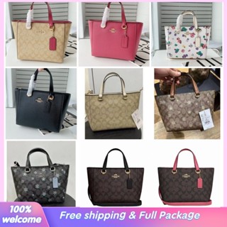 COACH CA228 CA224 CA613 AliCe Tote กระเป๋าสะพายไหล่ผู้หญิง/กระเป๋าถือ/หนังแท้/กระเป๋าเกี๊ยว/ซิปเปิดปิด