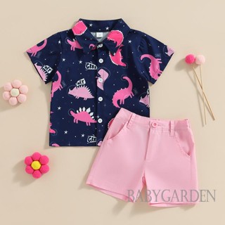 Babygarden- ชุดเสื้อผ้า สําหรับเด็กผู้ชาย อายุ 1-5 ปี เสื้อแขนสั้นลําลอง คอปก และกางเกงขาสั้น ทรงหลวม แฟชั่นฤดูร้อน สไตล์สตรีท