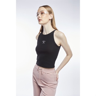 ESP เสื้อนิตแขนกุดแต่งสายคล้องคอ ผู้หญิง สีดำ | Halter Neck Knit Top | 5944