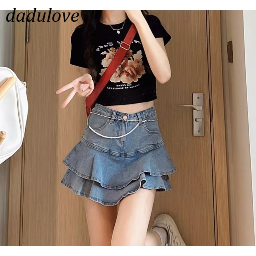 dadulove-new-korean-version-of-ins-denim-short-skirt-niche-high-waist-loose-a-line-skirt-large-size-bag-hip-skirt