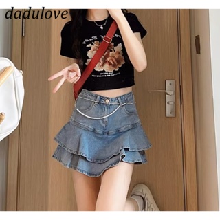 DaDulove💕 New Korean version of ins denim short skirt niche high waist loose A-line skirt large size bag hip skirt