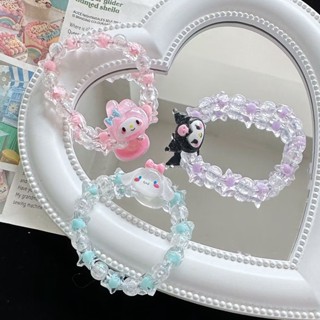 น่ารัก สไตล์หวาน เด็กผู้หญิง สร้อยข้อมือ เชือกผมเด็ก ใหม่ การ์ตูน Sanrio สีครีม ดาว สร้อยข้อมือ ยางรัดผม