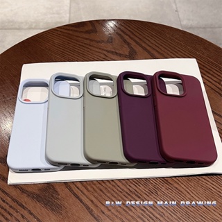 เคสโทรศัพท์มือถือ ซิลิโคนนิ่ม ผิวด้าน กันกระแทก สีพื้น สําหรับ iPhone 14 13 12 11 Pro Max 14Plus