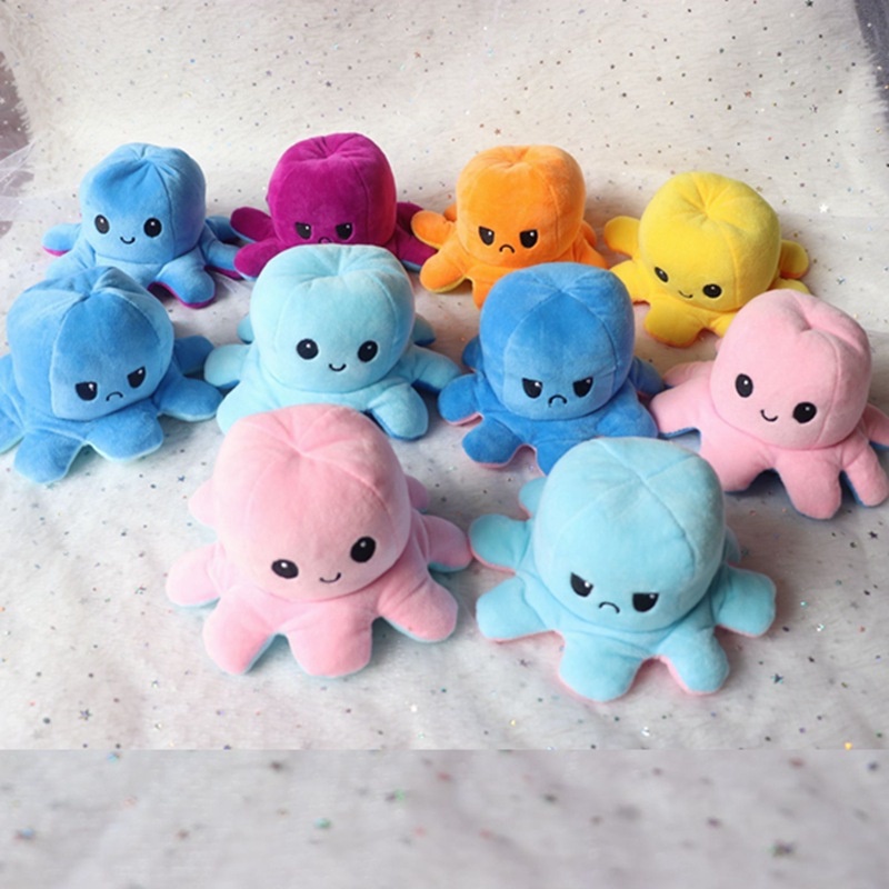 พร้อมส่ง-ตุ๊กตาปลาหมึก-ตุ๊กตาปลาหมึกเปลี่ยนหน้าได้-พลิกกลับด้านปลาหมึก-ตุ๊กตาสัตว์น่ารัก-ตุ๊กตา-ของขวัญเด็ก-ของเล่น