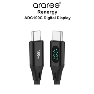 Araree Renergy ADC100C Digital Display สายชาร์จ100wเกรดพรีเมี่ยมจากเกาหลี สำหรับ อุปกรณ์ที่รองรับ Type-C To Type-C