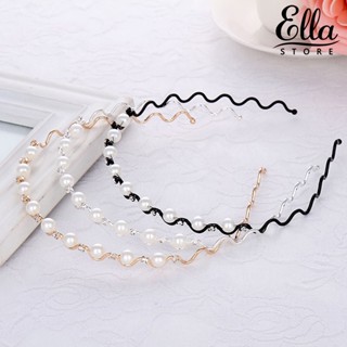 Ellastore123 ที่คาดผม ประดับไข่มุกเทียม พลอยเทียม กันลื่น กันสนิม ยืดหยุ่น พร็อพปาร์ตี้ สําหรับผู้หญิง