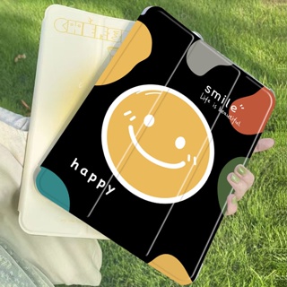 happy smile เคสหลังใสไอแพด ใส่ปลอกปากกาได้ air1/2/3/4/5 gen6/7/8/9/10 โปร10 5นิ้ว แอร์9 7 10 9 เจน10 2018/20 IPAD CASE