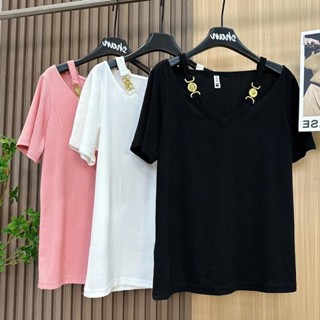 【Tshirt Oversize】เสื้อยืดแขนสั้น เปิดไหล่ ทรงหลวม พลัสไซซ์ สไตล์เกาหลี เซ็กซี่ (40-150 กก.)