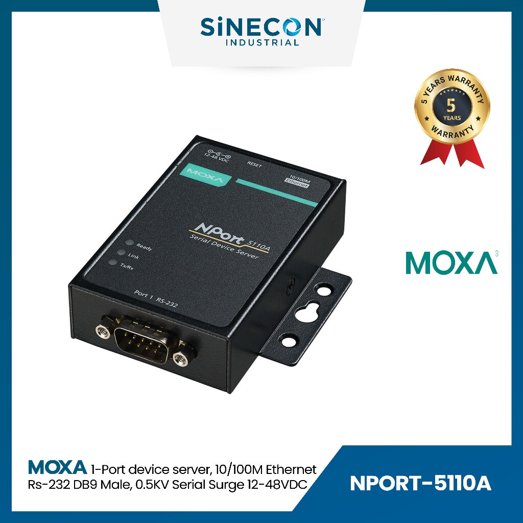 Moxa โมซ่า รุ่น NPORT5110A 1 port device server, 10/100M RS