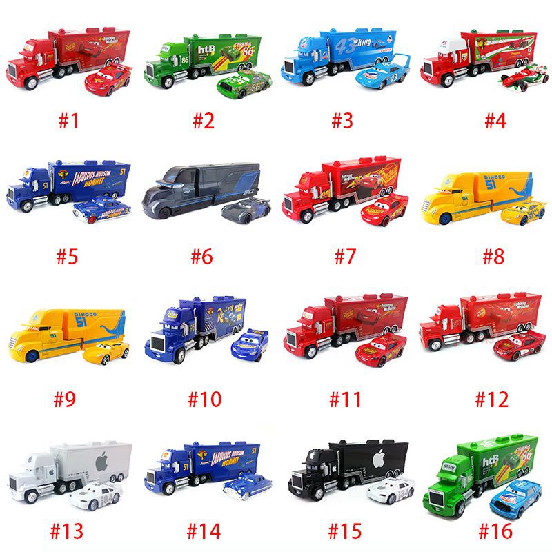 โมเดลรถยนต์-disney-pixar-cars-2-3-lightning-mcqueen-mater-mack-trucks-and-cars-fzoh-2-ชิ้น