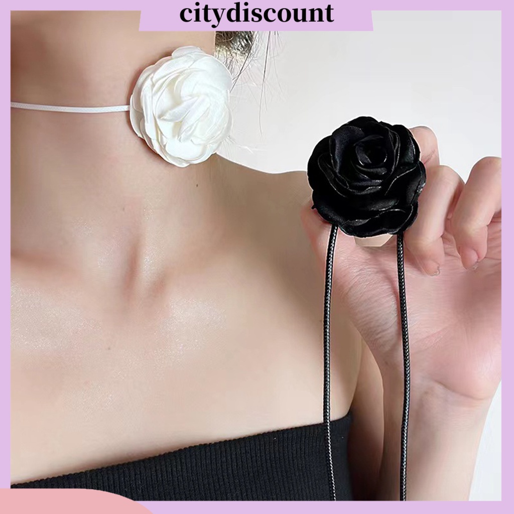 lt-citydiscount-gt-สร้อยคอโชคเกอร์-ลายดอกกุหลาบ-3d-ปรับได้-สีดํา-สีขาว-สําหรับผู้หญิง