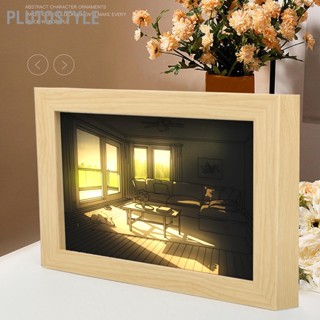 PLUTOSTYLE ภาพวาดแสงนวัตกรรมสไตล์อะนิเมะญี่ปุ่น 3 โหมดจำลองแสงแดด LED ภาพวาดเรืองแสงกรอบรูปแสง