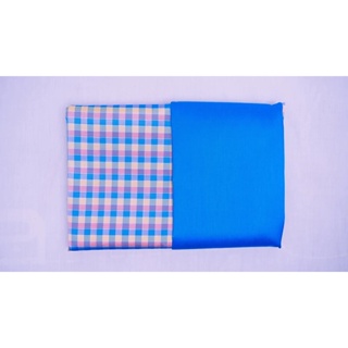 ผ้าพื้น+ซิ่น ผ้าไหมลายสก็อต ไหมแท้ ขนาด 1x4 หลา (ลาย+พื้น สีละ 2หลา) เฉดสีน้ำเงิน รหัส A90-CT100624