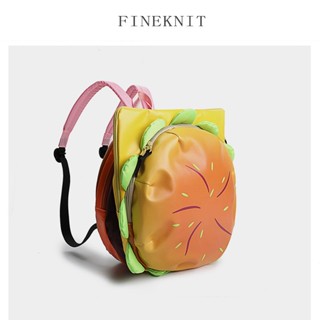 [fineknit] กระเป๋าเป้สะพายหลัง กระเป๋านักเรียน ลายการ์ตูนชีสเบอร์เกอร์น่ารัก จุของได้เยอะ สําหรับผู้หญิง