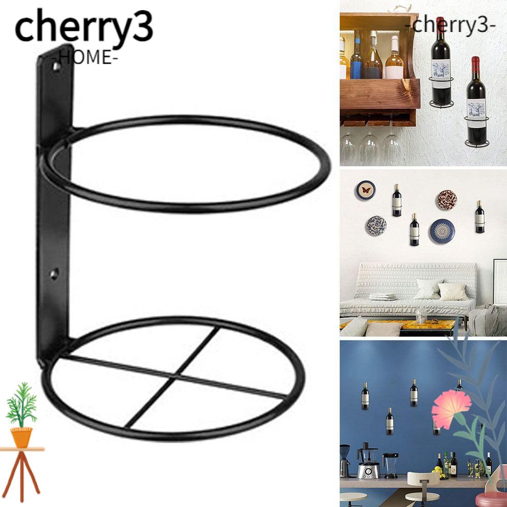 cherry3-ชั้นวางไวน์-โลหะ-แบบติดผนัง-สะดวก-สีดํา-สําหรับโรงแรม