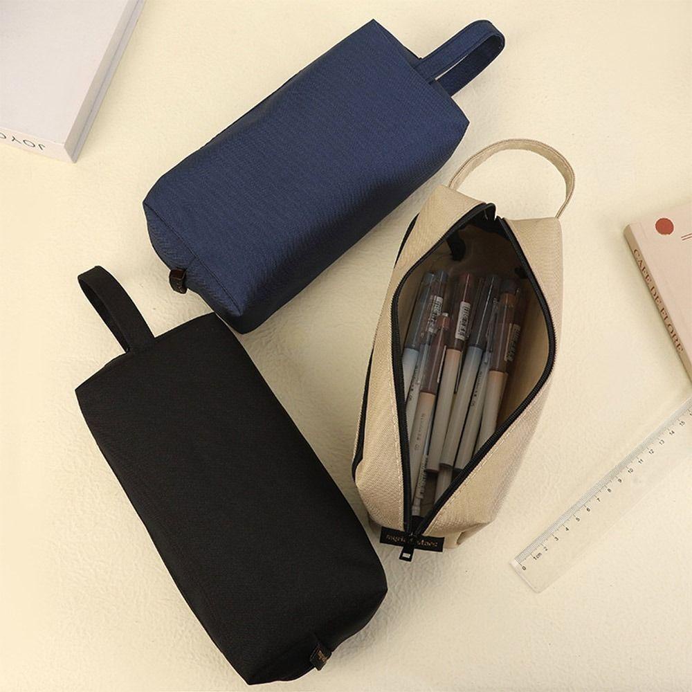 beauty-กระเป๋าเครื่องเขียน-กระเป๋าดินสอ-ผ้าสีพื้น-ความจุขนาดใหญ่-เรียบง่าย-สําหรับโรงเรียน-สํานักงาน