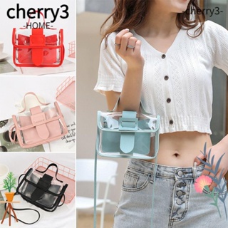 Cherry3 กระเป๋าสะพายไหล่ กระเป๋าถือ PVC แบบใส สีแคนดี้ สําหรับผู้หญิง