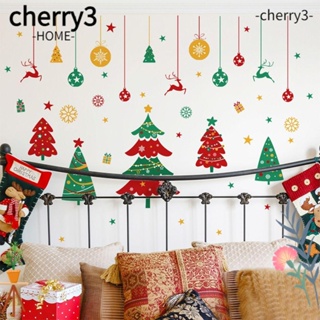 Cherry3 สติกเกอร์ติดผนัง ลาย Merry Christmas Year สําหรับตกแต่งบ้าน หน้าต่าง